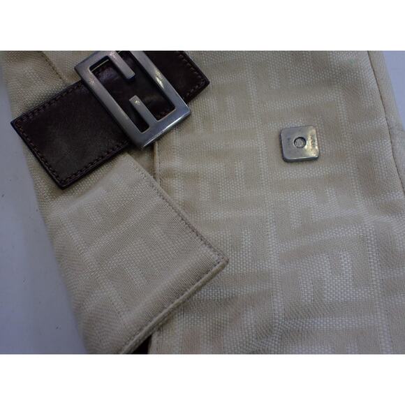 Fendi Zucca Baguette Bag White Silver Vintage Shoulder Purse FF Logo w/dustbag - Picture 8 of 16
